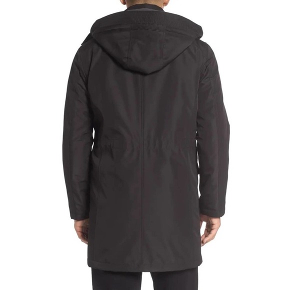 Cole Haan Mens Black Insulated Water Resistant Detachable Hood Car Coat Sz Small - Picture 2 of 12